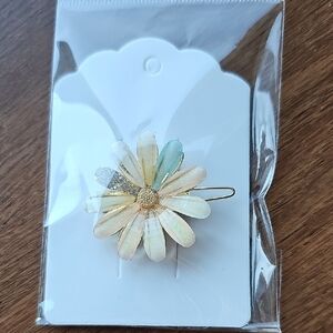 New Flower Floral Hair Clip with Rhinestone  Accents Barrette